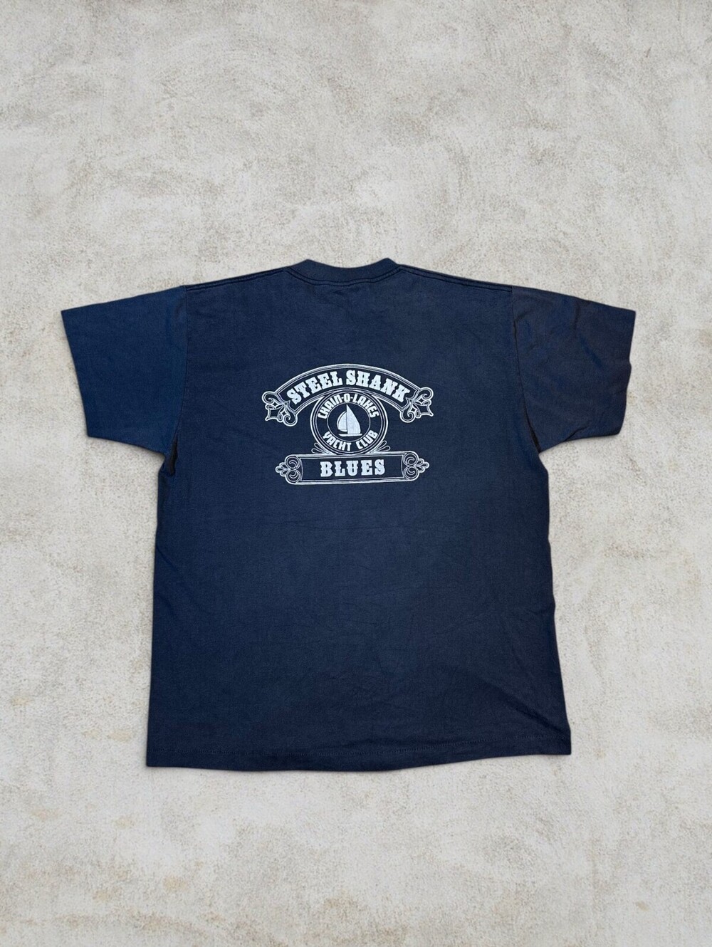 Vintage Steelshank Yacht Club Hef-T Single Stitch T Shirt Gray Teejays Y2K Sz XL